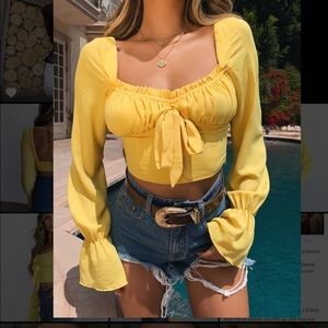 Yellow bustier crop top